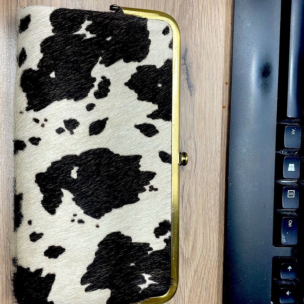 Hobo cow print wallet with dust bag